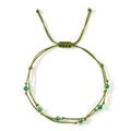 Olive green handmade braided cord bracelet featuring faceted green crystal beads - Olive Green