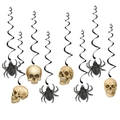 Halloween hangdecoratie set met zwarte spiralen en gouden schedels en spinnen hangers - Set van Spiralen en Kaarten (Y-00420-3)