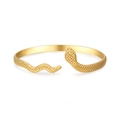 Ethnic style gold titanium steel snake skin pattern open cuff bracelet for women - Gold Snake Texture