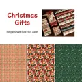 Retro Christmas kraft wrapping paper set with Santa and reindeer patterns in 50x70cm - Christmas Gift / 50x70cm (6-Sheet Set)