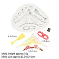 Moule en silicone oiseaux sur branches pour fondant et décoration gâteau, 11,3x8,2 cm - Style 2 Oiseaux Sur Branche (B485) / Gris