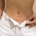 Elegant gold double-layer snake chain bikini waist jewelry for a stylish body look - E21-1 Gold Double Layer Snake Chain Waist Chain