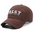 Coffee brown vintage baseball cap with distressed details and BEST letter embroidery - Adjustable / Coffee