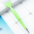 Light green heart-shaped plastic ballpoint pen with ergonomic spindle design and silver ring - Green