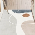 Zerbino moderno astratto nei toni del grigio e blu su un pavimento in legno chiaro - Pulizia Facile Blu Indaco A (Verticale) / 140×180CM