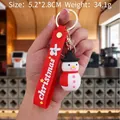 Christmas snowman PVC keychain with red wrist strap and gingerbread man charm for bags - Christmas Snowman-5