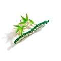Elegant bamboo design hair claw clip with green enamel finish and a white pearl accent - Bamboo Joint Shape / Bamboo Green