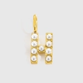 Elegant gold letter H pendant with inlaid white pearls for DIY jewelry making - Gold-H