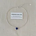 Elegante bracciale in argento S925 con catena serpente e zircone a cuore blu scuro - 1 Pezzo / Acqua