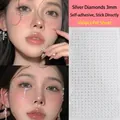 3mm silver self-adhesive acrylic rhinestones for face and eye makeup, 450 pcs per sheet - 3mm Silver Rhinestones (450pcs)
