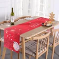 Red Christmas table runner with white Merry Christmas print and festive snowflake pattern - Red Snowflake Christmas Ball-008