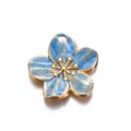 Blue enamel cherry blossom pendant with gold edges for DIY earring and bracelet crafts - 3# Blue Cherry Blossom