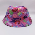 Reversible purple bucket hat with colorful alphabet letter print for sun protection - Purple Colorful Letters