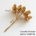 Faisceau de pommes de pin artificielles dorées avec dix têtes pour décoration de Noël - Petites pommes de pin artificielles (10 têtes) / Lot de 10 / Or