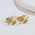 Pendientes de corazón hueco dorados minimalistas con diseño de espiral 3D en blanco - Dorado