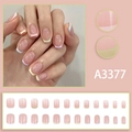 French style press-on nails set in nude pink with pastel yellow and purple tips - A3377 French Style (Glue Type)
