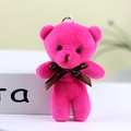 Pink teddy bear plush pendant with brown LOVE ribbon on a white background - Burgundy