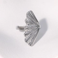 Adjustable silver ginkgo leaf stainless steel ring with polished finish for women - Ginkgo Leaf Open Style / Steel