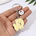 Cute yellow chow chow dog cartoon keychain with I Love Dogs tag and silver metal ring - Cream Chow Chow