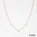 Delicate 18K gold plated necklace with seven sparkling zircon stones in a star-like row - Gold Necklace (D1092)