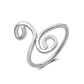 Double spiral geometric toe ring in silver finish for beach and summer wear - Bright Silver Double Spiral Style (A-770)