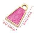 Pink enamel trapezoid lock pendant charm with gold plating and 12x20mm dimensions - Trapezoid-Red