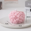 Pink woven knot scented candle 7x7x4.5cm on marble tray for home decor aesthetic - Knit Ball Pink (White Peach Oolong)
