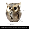 Golden owl resin statue with hollow pattern, minimalist home decor figurine, 14.5cm height - Black Gold Polka Dot