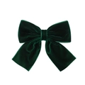 Elegant dark green velvet bow hair clip with ribbons for girls on a white background - Dark Green