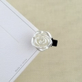 Elegant white camellia hair clip with pearlescent finish on minimalist display card - Pearl Color Camellia / 1 Piece (Bulk)