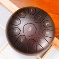 Bronze steel tongue drum with matte texture and gold numbered scales on wooden stand - Bronze - Panda (6 Inch 11 Notes)