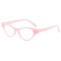 Trendy light pink cat-eye glasses frame for women featuring sparkling rhinestones - Jelly Pink Clear Lens