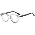 Trendy transparent resin sunglasses with black temples and dual silver metal rivets - Transparent Grey Frame Clear Lens