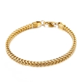 Bracelet pour homme en acier inoxydable doré avec maille épi et fermoir mousqueton - Couleur Or 4mm (KB139958-K)