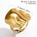 Gepolijste gouden roestvrijstalen ring met een onregelmatig geometrisch lava-ontwerp - Verstelbaar Open / Goud