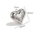 Macro detail of silver heart pendant with 30mm width and 28mm height dimensions - R80D-Silver-Smooth Wrinkle