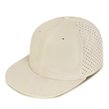 Adjustable beige flat brim hip hop hat with laser-cut breathable holes for summer - Light Beige