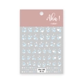 Blue and white heart star nail art stickers with silver hollow accents style Aha-085 - Multi-Pattern Combo / Light Blue/White