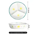 Cuenco de cerámica blanca de 7 pulgadas con tres compartimentos, sol y borde verde - Cuenco de 3 compartimentos de 7 pulgadas - Sol