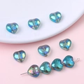 10mm heart-shaped glass beads with colorful AB coating for DIY jewelry making - 9# Cyan Blue
