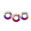 Three K9 AB crystal rings with vibrant iridescent rainbow finish for DIY nail art - 8mm Round Center Hole AB