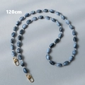 Blue-black marble acrylic chain strap 120cm length with golden metal spring clasps - Blue-120CM