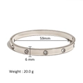 Specifiche dettagliate del bracciale in acciaio argento con diametro 59mm e larghezza di 6mm - Argento (HF-B5108-S)