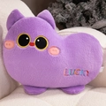 Niedliches lila Katzen-Plüschkissen mit Lucky-Stickerei auf weichem Samtsessel - 40CM / Lila