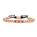 Bracciale corona in oro rosa con corda intrecciata nera e ciondolo King per tutti - Oro rosa