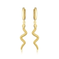 Elegant gold snake drop earrings with scale texture and minimalist hoop design - Gold Snake