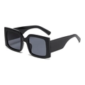 Classic glossy black square oversized sunglasses with wide temples and dark grey lenses - Blue Purple Gradient / Black Frame Grey Lens