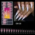 Detailed size chart for 150pcs pink crystal nail extension molds with 15 size specifications - 150pcs Pink Nail Form 08