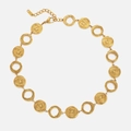 Collana in acciaio inossidabile placcato oro 18k con dischi circolari e chiusura - Collana a Cerchio a Spirale (301193) / 38+5cm