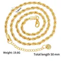 3.8mm gold-plated stainless steel rope chain with lobster clasp and extension - Necklace / Gold